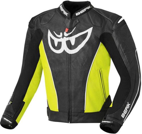 Berik Street Zwart Geel Leren Motorjas, Motoren, Kleding | Motorkleding, Heren, Nieuw met kaartje, Jas | textiel, Verzenden