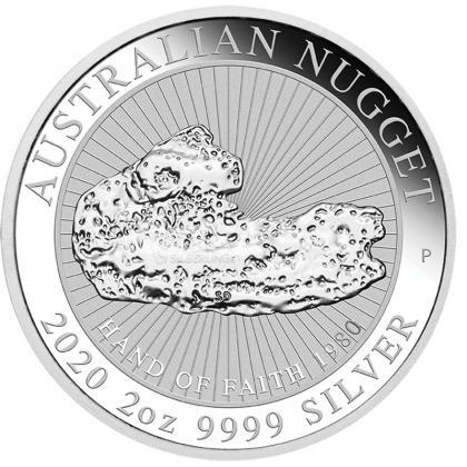 Silver Nugget Hand of Faith 1980 2 oz 2020 (10.000 oplage), Postzegels en Munten, Munten | Oceanië, Losse munt, Zilver, Verzenden