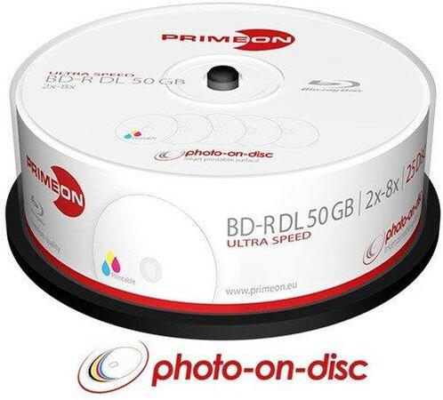 Primeon BD-R DL 50 GB Printable 8x Speed Cakebox 25 Stuks, Computers en Software, Beschrijfbare discs, Nieuw, Verzenden