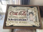 Glazen vitrinelijst- Coca-Cola reclame spiegel - Glas, Hout,