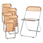 Klapstoel set van 6 Pornainen 74x46x47 cm oranje transparant, Verzenden, Nieuw