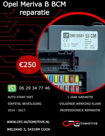 Opel Meriva startblokkering reparatie BCM 39013501CM beschikbaar voor biedingen
