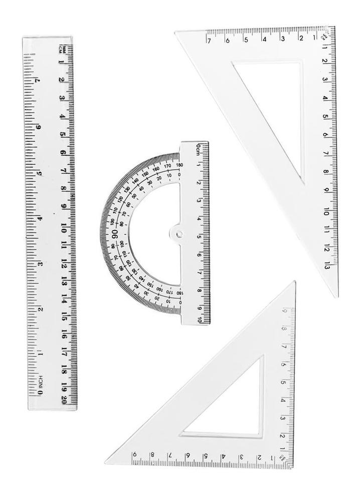 Set van 4 plastic linialen (transparant), Doe-het-zelf en Verbouw, Gereedschap | Handgereedschap, Nieuw, Ophalen of Verzenden