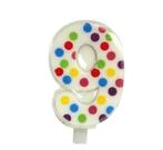 Kaars 9 Jaar Confetti 6,5cm, Hobby en Vrije tijd, Verzenden, Nieuw