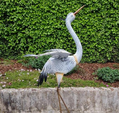 Beeldje - An XL lifelike Heron - metal, Antiek en Kunst, Curiosa en Brocante