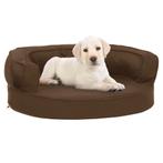 vidaXL Hondenbed ergonomisch linnen-look 60x42 cm bruin, Dieren en Toebehoren, Verzenden, Nieuw