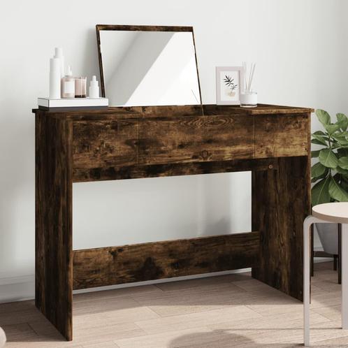 vidaXL Kaptafel met spiegel 100x45x76 cm gerookt, Huis en Inrichting, Tafels | Kaptafels, Nieuw, Verzenden