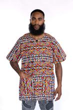 Rood / Oranje Bogolan Dashiki Shirt / Dashiki Jurk - Afrikaa, Ophalen of Verzenden, Nieuw