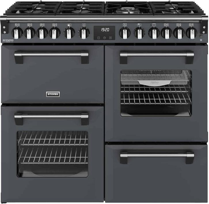 Stoves Richmond 100 DF DX gas fornuis - Antraciet - 100 cm., Witgoed en Apparatuur, Fornuizen, 60 cm of meer, Vrijstaand, 5 kookzones of meer