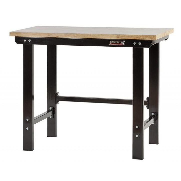 Werkbank zwart 120 cm met hardhouten blad, Doe-het-zelf en Verbouw, Werkbanken, Ophalen of Verzenden