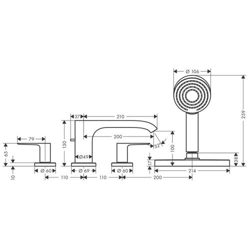 Badrandmengkraan HansGrohe Vivenis 4-Gats Met sBox Chroom, Doe-het-zelf en Verbouw, Sanitair, Ophalen of Verzenden