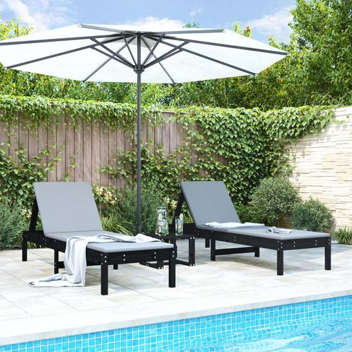 vidaXL Ligbedden 2 st 199,5x60x74 cm massief grenenhout, Tuin en Terras, Ligbedden, Nieuw, Verzenden