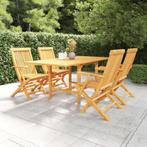 vidaXL 5-delige Tuinset massief teakhout, Tuin en Terras, Tuinsets en Loungesets, 4 zitplaatsen, Verzenden, Nieuw, Tuinset