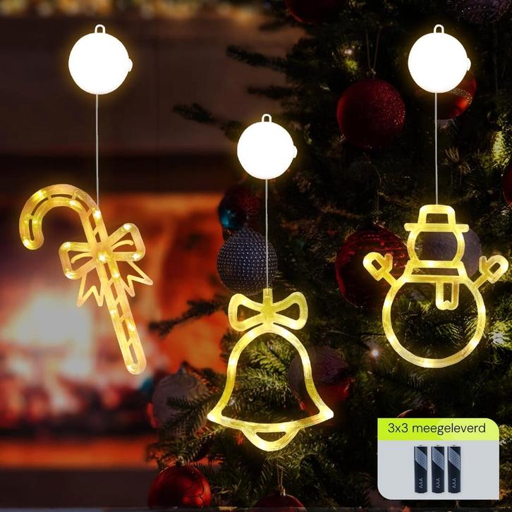 Kerstverlichting Raam Sneeuwpop met Twee Armen + Zuurstok +, Diversen, Kerst, Nieuw, Verzenden