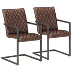vidaXL Eetkamerstoelen 2 st echt leer bruin, Huis en Inrichting, Stoelen, Verzenden, Nieuw, Bruin