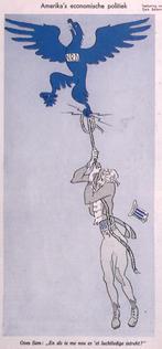 Spotprent over Amerikas economische politiek (lijst optie), Antiek en Kunst, Verzenden