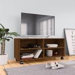 vidaXL Tv-meubel met wieltjes 90x35x35 cm bewerkt hout bruin, Huis en Inrichting, Kasten | Televisiemeubels, Verzenden, Nieuw