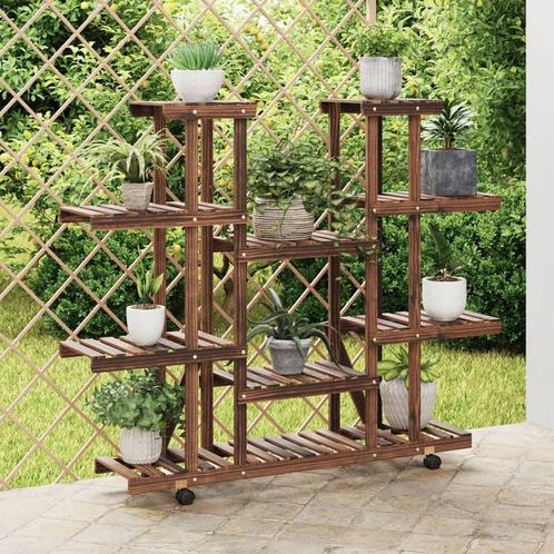 vidaXL Plantenstandaard met wielen 110x25x115 cm massief, Tuin en Terras, Overige Tuin en Terras, Nieuw, Verzenden