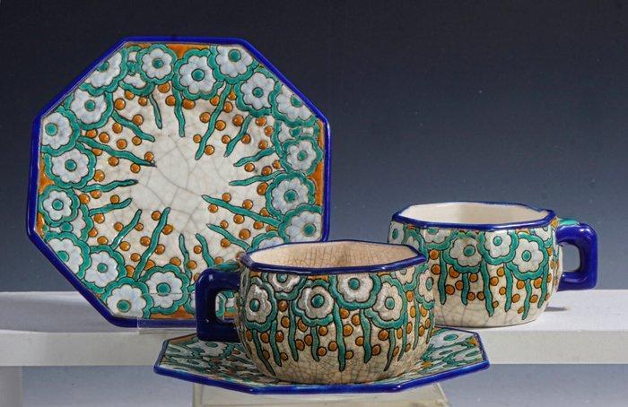 Faïenceries et emaux de longwy, - Kop en schotel (2) - Twee, Antiek en Kunst, Kunst | Designobjecten