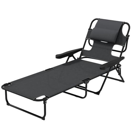 TRUUSK Opvouwbare Zonneligstoel Tuinligstoel Met Hoofdkussen, Tuin en Terras, Overige Tuin en Terras, Nieuw, Verzenden