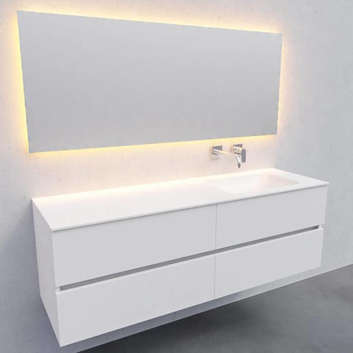 Badkamermeubel Solid Surface AQS Oslo 150x46 cm Rechts Mat, Huis en Inrichting, Badkamer | Badkamermeubels, Ophalen of Verzenden