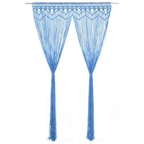 vidaXL Gordijn macramé 140x240 cm katoen blauw, Huis en Inrichting, Stoffering | Gordijnen en Lamellen, Blauw, Nieuw, Verzenden