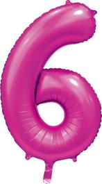 Fuchsia Cijfer Ballon 6 Jaar Glans 86cm, Verzenden, Nieuw