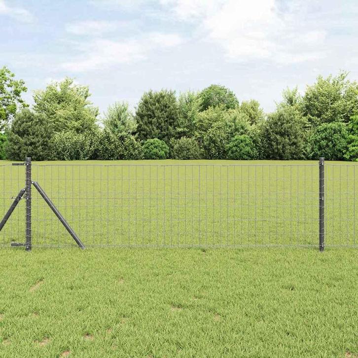 vidaXL Euro Hek Grijs 0.4 x 25 m PVC-gecoat ijzer, Tuin en Terras, Schuttingen, Nieuw, IJzer, Verzenden