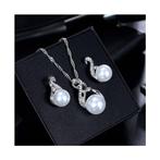PaCaZa - Zilverkleurige Sieraden Set Pearls (Ketting & Oo..., Kleding | Dames, Trouwkleding en Trouwaccessoires, Nieuw, Ophalen of Verzenden
