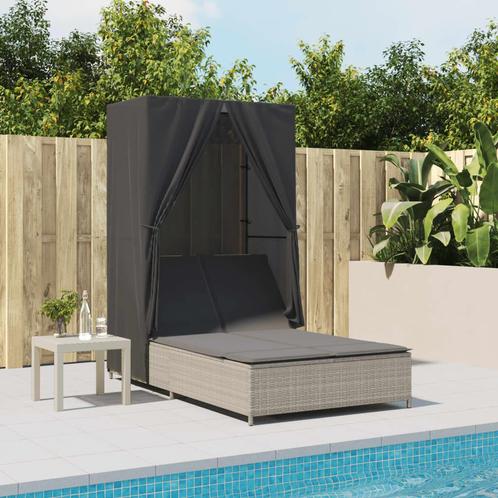 vidaXL Ligbed tweepersoons met dak en gordijn poly rattan, Tuin en Terras, Ligbedden, Nieuw, Verzenden