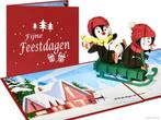 Leuke Kerstkaart Lachende Pinguïns op slee pop-up kaart, Verzenden, Nieuw