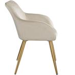Eetkamerstoel Marilyn fluweellook, gouden poten - creme/goud, Huis en Inrichting, Stoelen, Verzenden, Nieuw