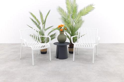 VDG Stripe/Velora loungestoelen set (3-delig) - Wit/Royal, Tuin en Terras, Tuinsets en Loungesets, Loungeset, Nieuw, Kunststof