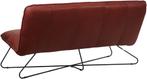 Rode leren moderne 2-zitsbank zonder armleuning - Vintage Le, Ophalen of Verzenden, Rechte bank, Minder dan 150 cm, Modern