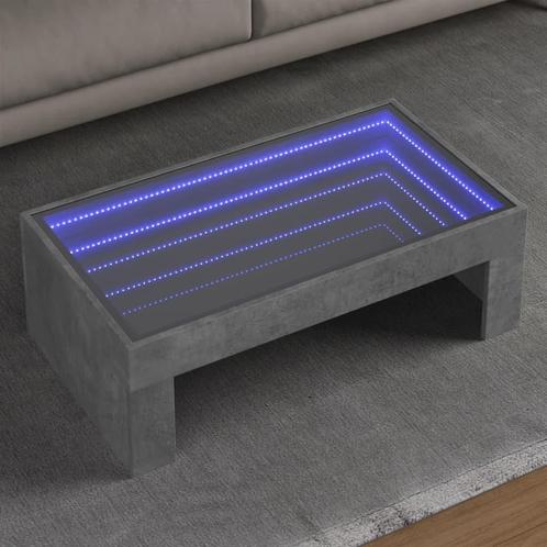 vidaXL Salontafel met Infinity LED 90x50x30 cm betongrijs, Huis en Inrichting, Tafels | Salontafels, 50 tot 100 cm, Nieuw, Overige houtsoorten