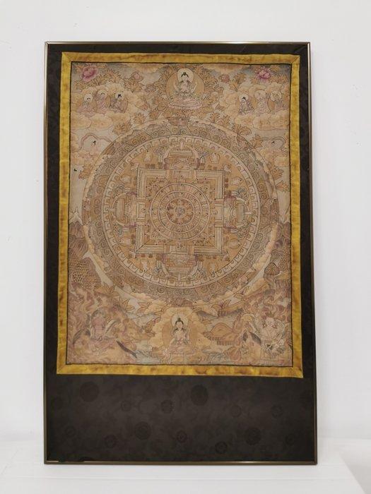 Enorme e raro Thangka di Buddha - Dipinto a mano - 95x60 cm,, Antiek en Kunst, Antiek | Overige Antiek