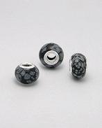 Zilveren edelsteen bead - snowflake obsidian, Sieraden, Tassen en Uiterlijk, Bedels, Nieuw, Verzenden
