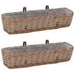 vidaXL Balkonbakken 2 st 80 cm wicker met PE-voering, Tuin en Terras, Bloembakken en Plantenbakken, Kunststof, Minder dan 30 cm