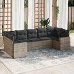 vidaXL 7-delige Loungeset met kussens poly rattan grijs, Tuin en Terras, Nieuw, Loungeset, 7 zitplaatsen, Verzenden