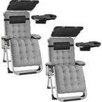 Ligstoel Cloud II met zonnekap, opvouwbaar - lichtgrijs, Set, Verzenden, Nieuw