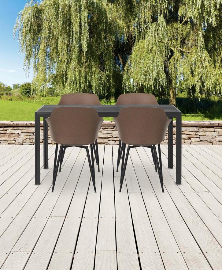 Kleine rechthoekige kunststof tuintafel | Zwart | 150x90 cm, Tuin en Terras, Tuintafels, Nieuw, Kunststof, Rechthoekig, Verzenden