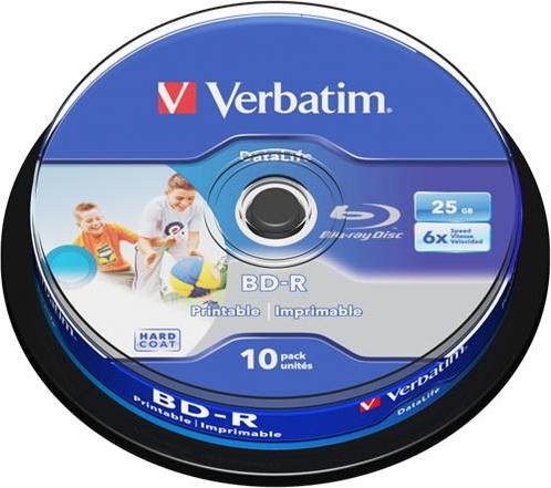 Verbatim BD-R full-printable 25 GB 6x speed in cakebox 10..., Computers en Software, Beschrijfbare discs, Nieuw, Verzenden