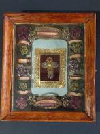 Reliekhouder - Hout, Textiel, Papier - 1850-1900 - 10, Antiek en Kunst