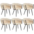 Set eetkamerstoelen Astano fluweel, knoopdesign - zandkleur,, Huis en Inrichting, Stoelen, Verzenden, Nieuw