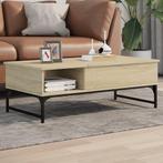 vidaXL Salontafel 100x50x35 cm bewerkt hout en metaal sonoma, Verzenden, Nieuw, Metaal, 100 tot 150 cm