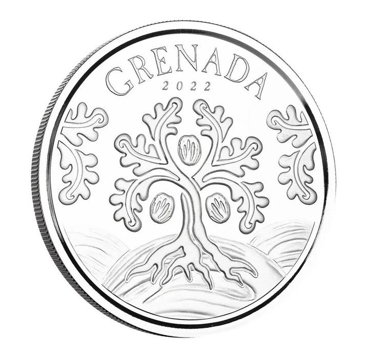 EC8 - Grenada Nutmeg Tree 1 oz 2022 (25.000 oplage), Postzegels en Munten, Munten | Amerika, Midden-Amerika, Losse munt, Zilver