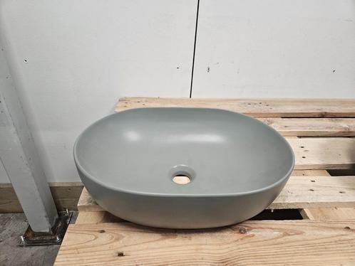 Waskom 48 x 34 x 13 cm mat donker grijs keramiek, Huis en Inrichting, Badkamer | Badkamermeubels, Nieuw, Ophalen of Verzenden