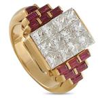 Ring - 18 karaat 18K Geelgouden 1,44ct Diamant en Robijn, Nieuw