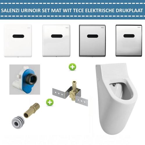 Urinoir Set Salenzi Hung Achterinlaat Mat Wit met TECE, Doe-het-zelf en Verbouw, Sanitair, Overige typen, Nieuw, Chroom, Ophalen of Verzenden