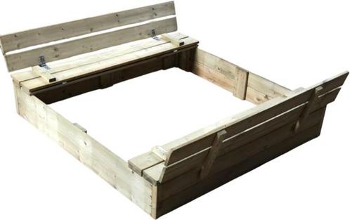 Zandbak met bankdeksel Sandy Sandbox 120x120cm, Tuin en Terras, Palen, Balken en Planken, Ophalen of Verzenden